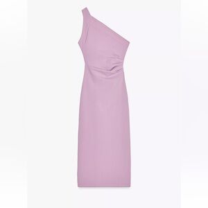 zara one shoulder lavender dress s